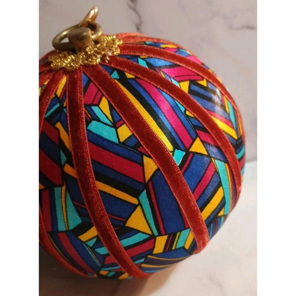 Pair Of Large Silk Thread Velveteen Ball Ornaments 5